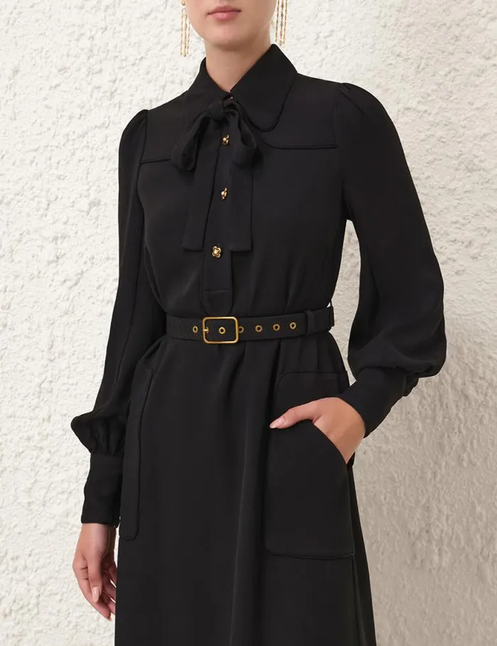 Zimmermann Dresses Collared Swing Midi Dress Black 8211 Women