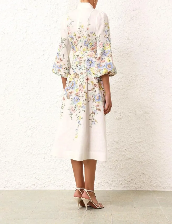 Zimmermann Dresses Matchmaker Buttoned Midi Dress Creamblue Floral 8211 Women