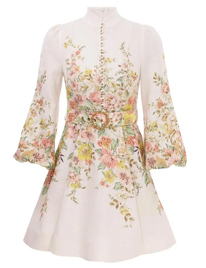 Zimmermann Dresses Matchmaker Buttoned Mini Dress Ivorycoral Floral 8211 Women
