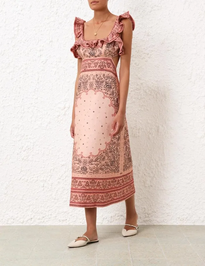 Zimmermann Dresses Matchmaker Frilled Midi Pink Bandana 8211 Women