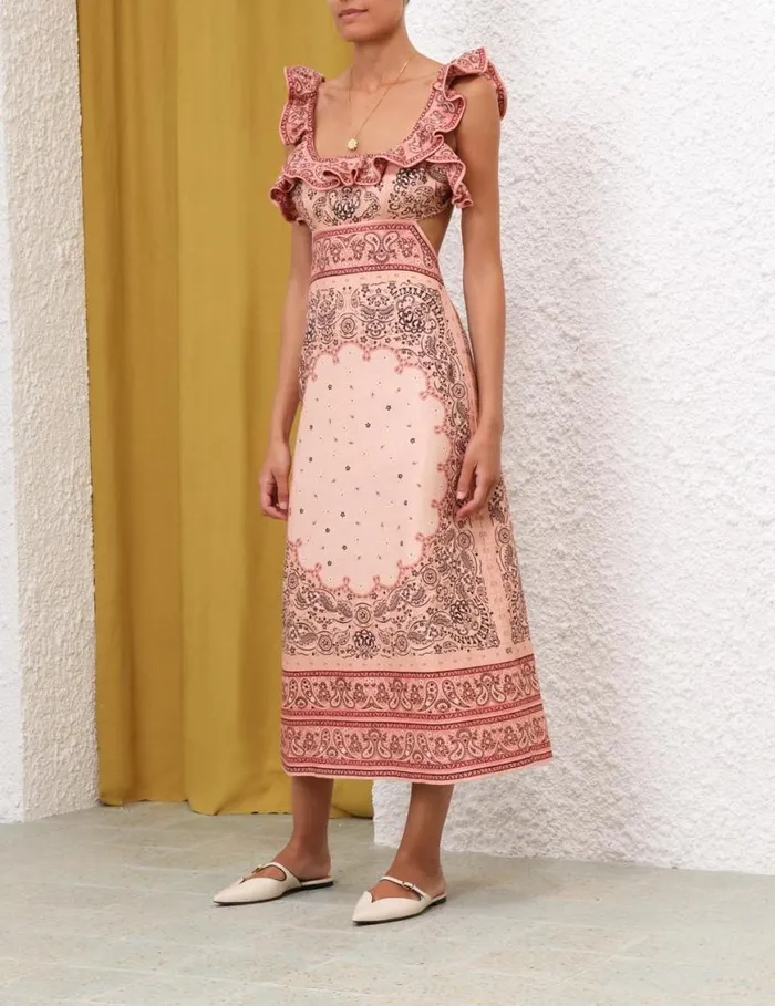 Zimmermann Dresses Matchmaker Frilled Midi Pink Bandana 8211 Women