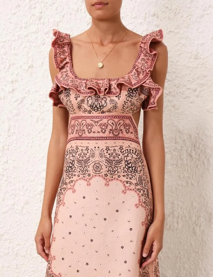 Zimmermann Dresses Matchmaker Frilled Midi Pink Bandana 8211 Women