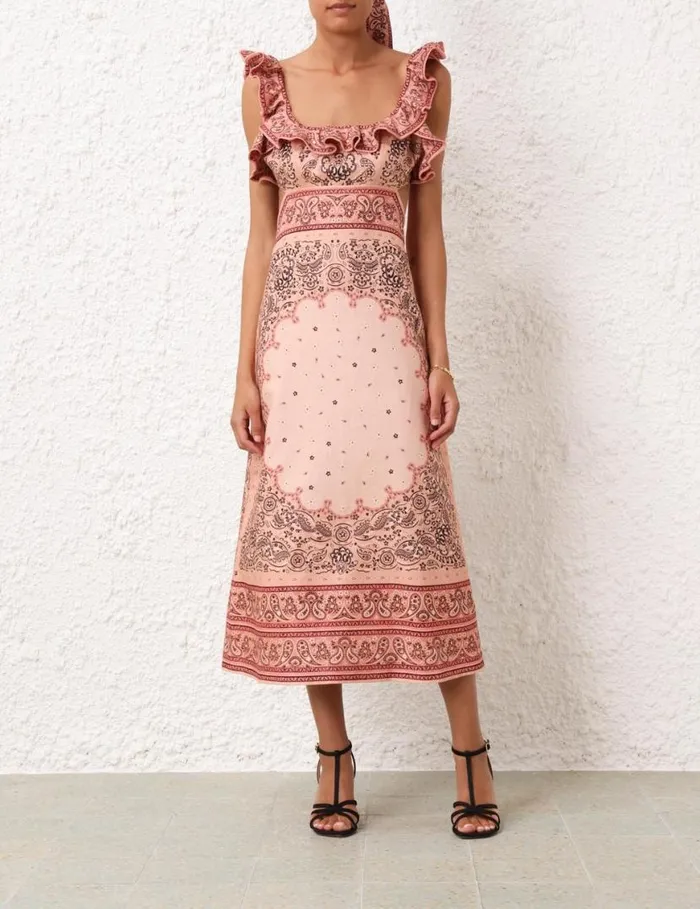 Zimmermann Dresses Matchmaker Frilled Midi Pink Bandana 8211 Women
