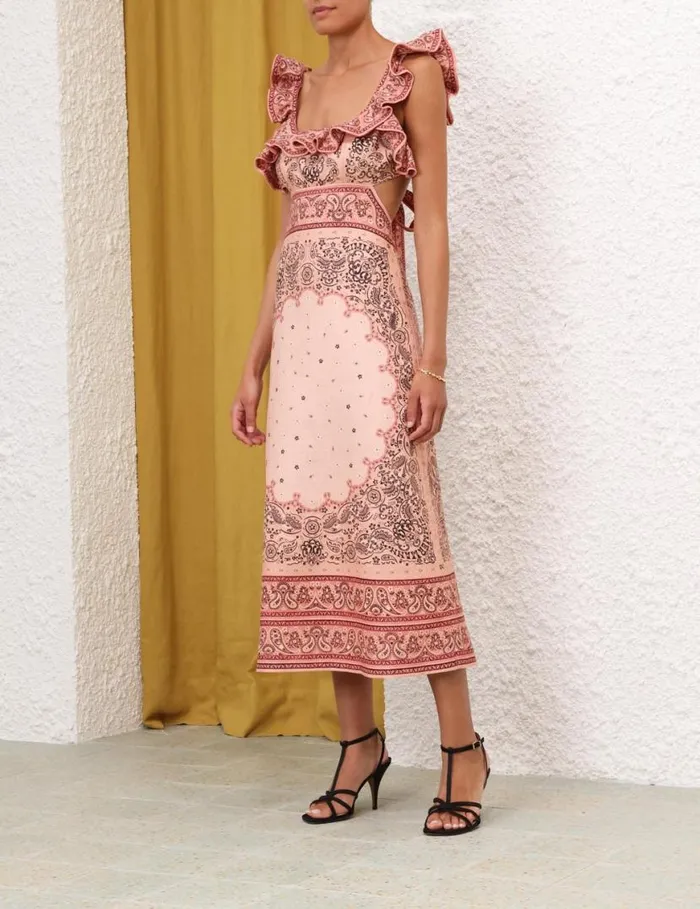 Zimmermann Dresses Matchmaker Frilled Midi Pink Bandana 8211 Women