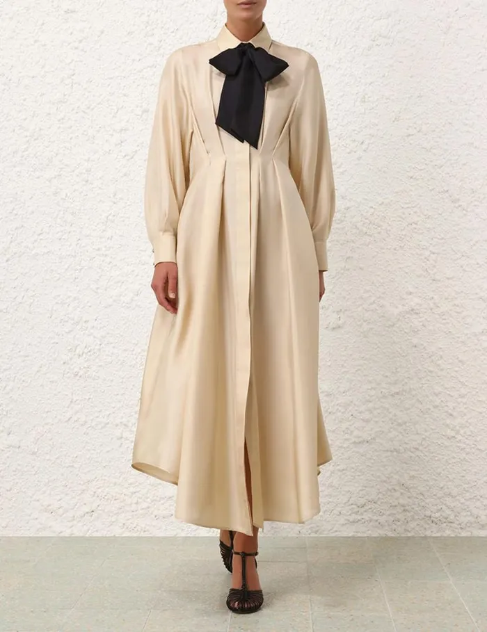 Zimmermann Dresses Natura Draped Shirt Dress Cream 8211 Women