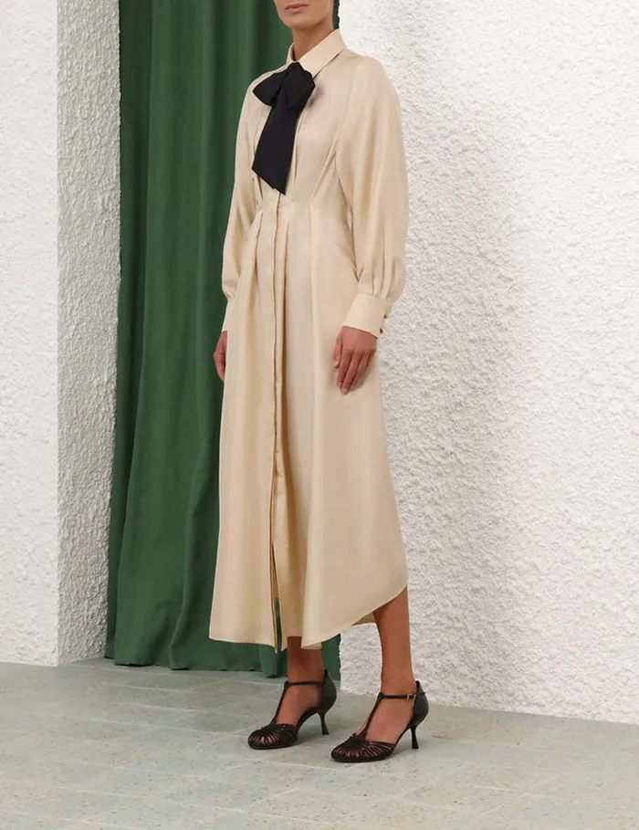 Zimmermann Dresses Natura Draped Shirt Dress Cream 8211 Women
