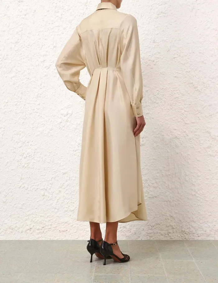 Zimmermann Dresses Natura Draped Shirt Dress Cream 8211 Women