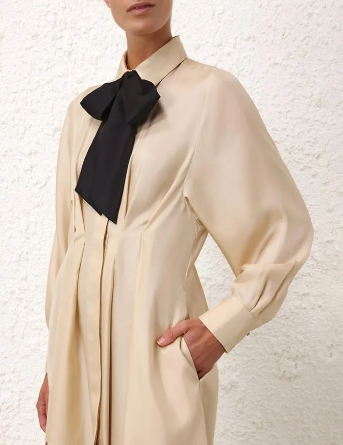 Zimmermann Dresses Natura Draped Shirt Dress Cream 8211 Women