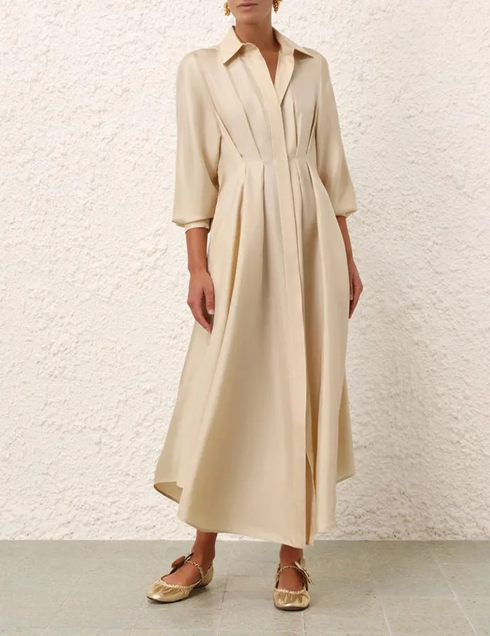 Zimmermann Dresses Natura Draped Shirt Dress Cream 8211 Women