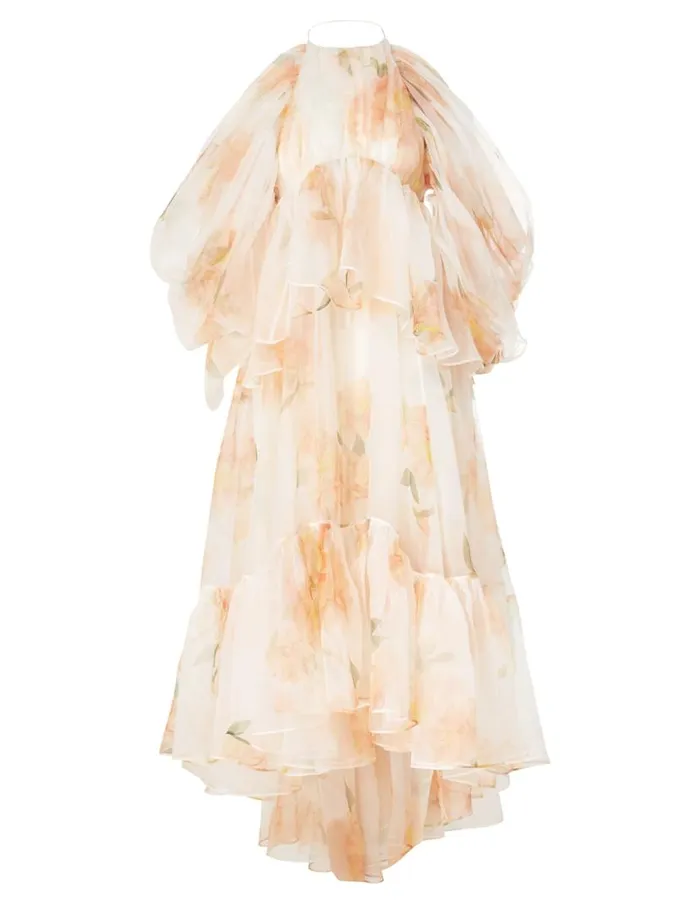 Zimmermann Dresses Natura Gathered Midi Dress Ivory Camellia 8211 Women