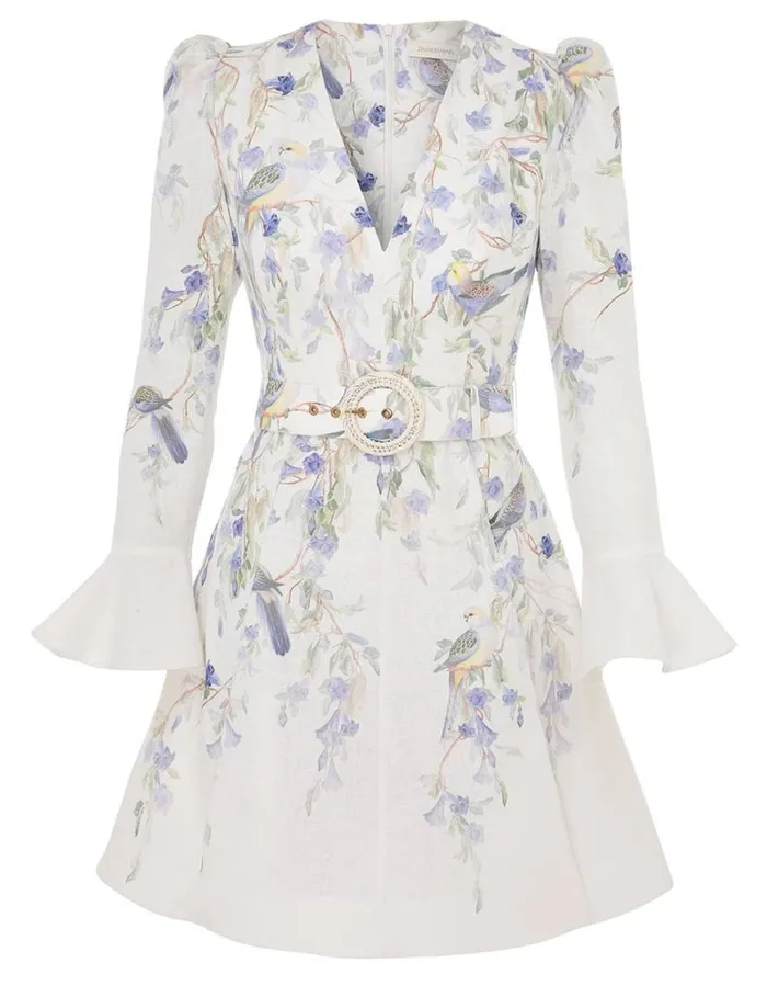 Zimmermann Dresses Natura Mini Dress Blue Birds 8211 Women