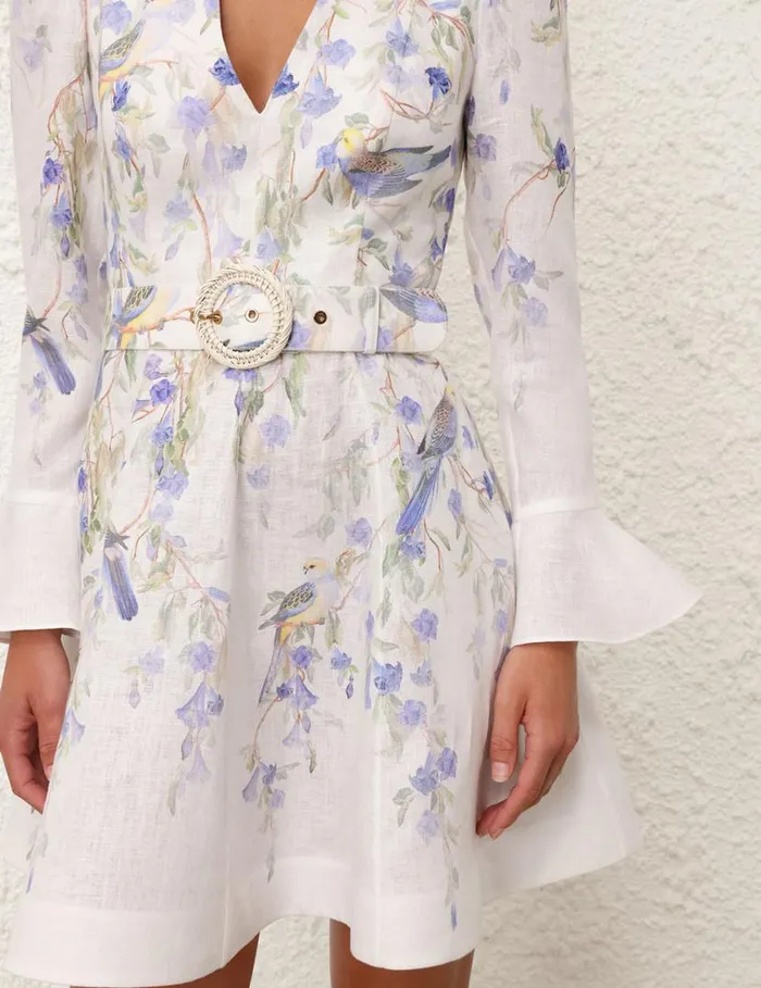 Zimmermann Dresses Natura Mini Dress Blue Birds 8211 Women
