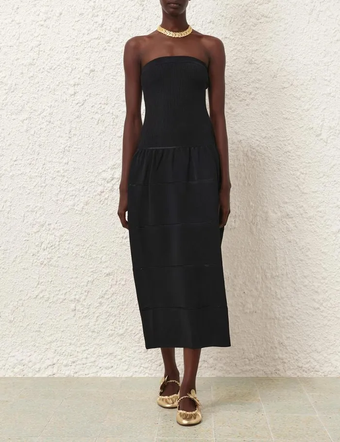 Zimmermann Dresses Natura Panelled Midi Dress Black 8211 Women