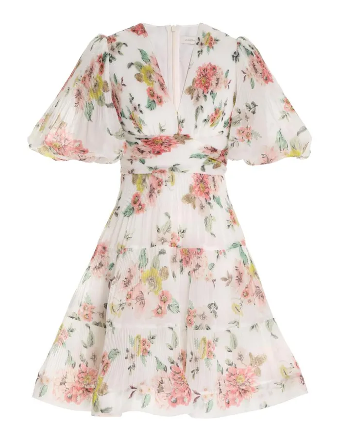 Zimmermann Dresses Pleated Mini Dress Coral Floral 8211 Women