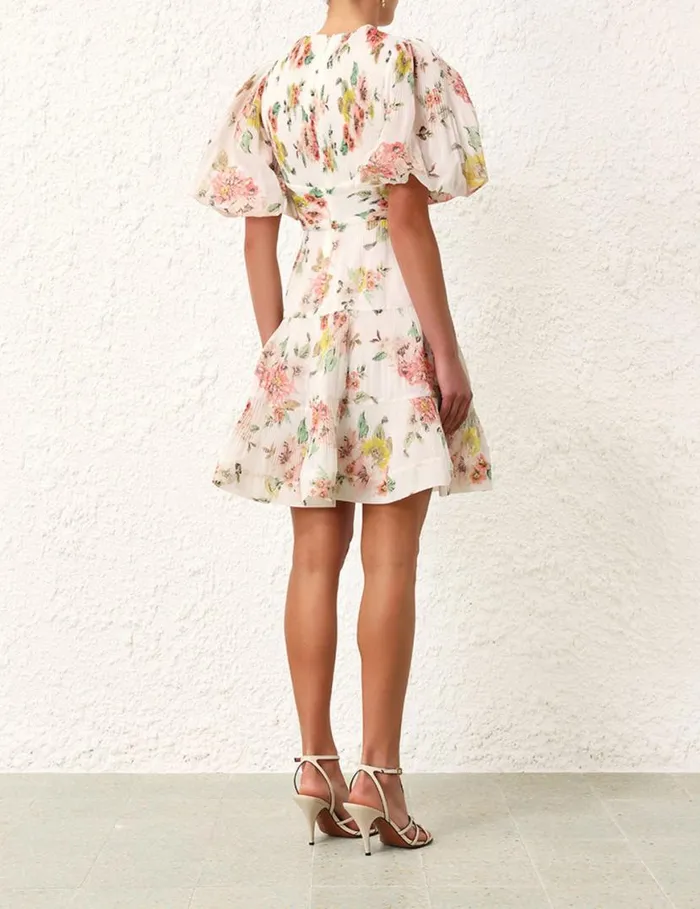 Zimmermann Dresses Pleated Mini Dress Coral Floral 8211 Women