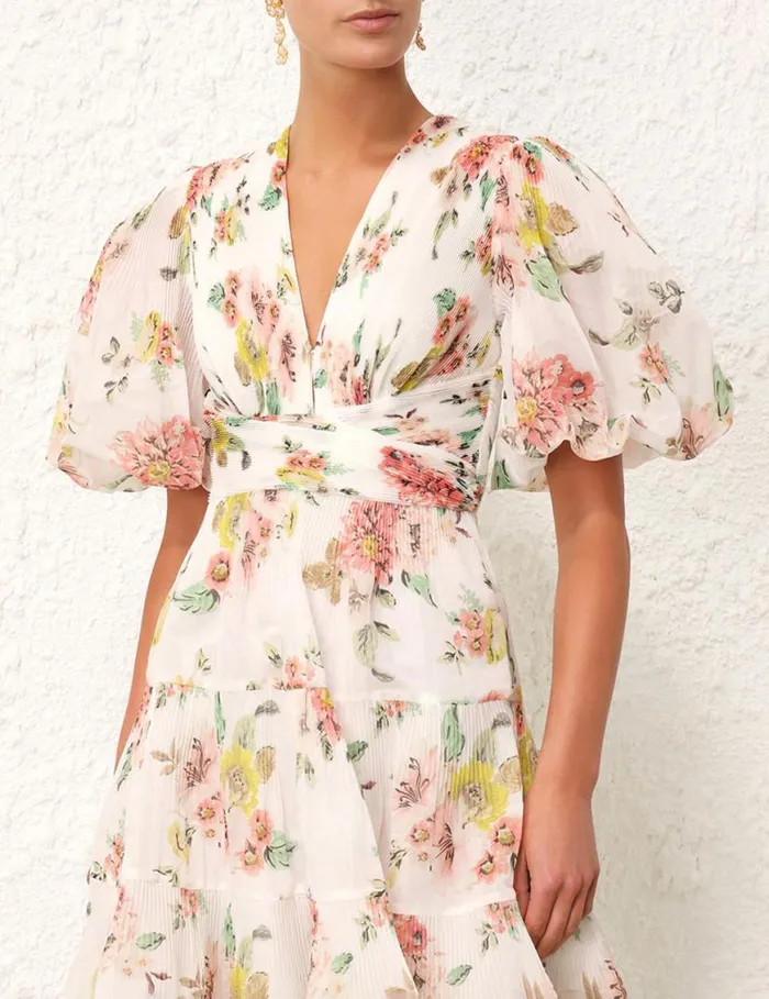 Zimmermann Dresses Pleated Mini Dress Coral Floral 8211 Women
