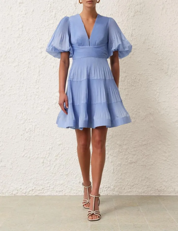 Zimmermann Dresses Pleated Mini Dress Jacaranda 8211 Women