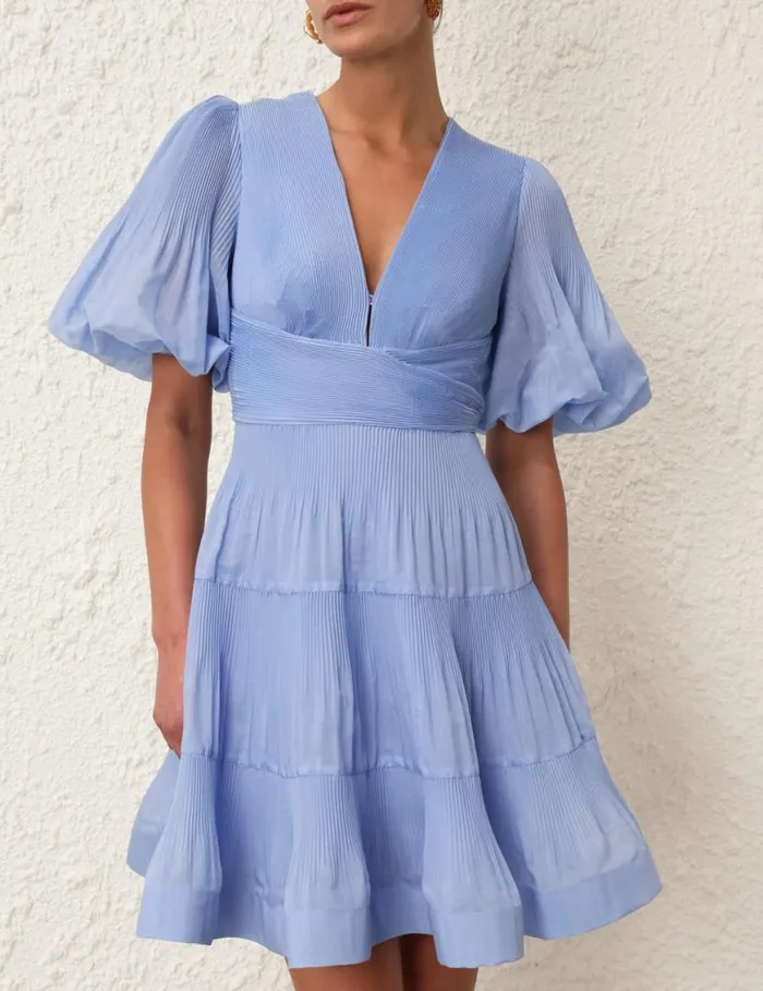 Zimmermann Dresses Pleated Mini Dress Jacaranda 8211 Women