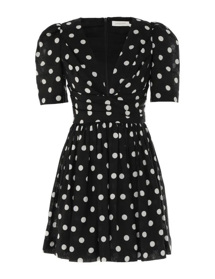 Zimmermann Dresses V Neck Mini Dress Blackcream Dot 8211 Women