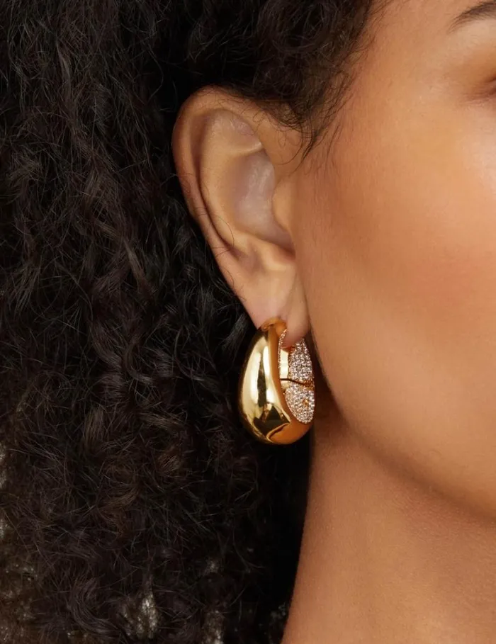 Zimmermann Earrings Carved Pave Hoops Gold 8211 Women