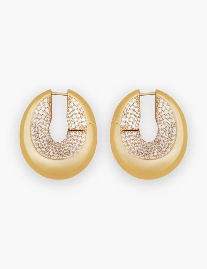 Zimmermann Earrings Carved Pave Hoops Gold 8211 Women