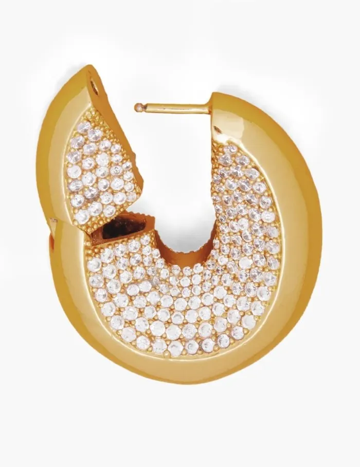 Zimmermann Earrings Carved Pave Hoops Gold 8211 Women