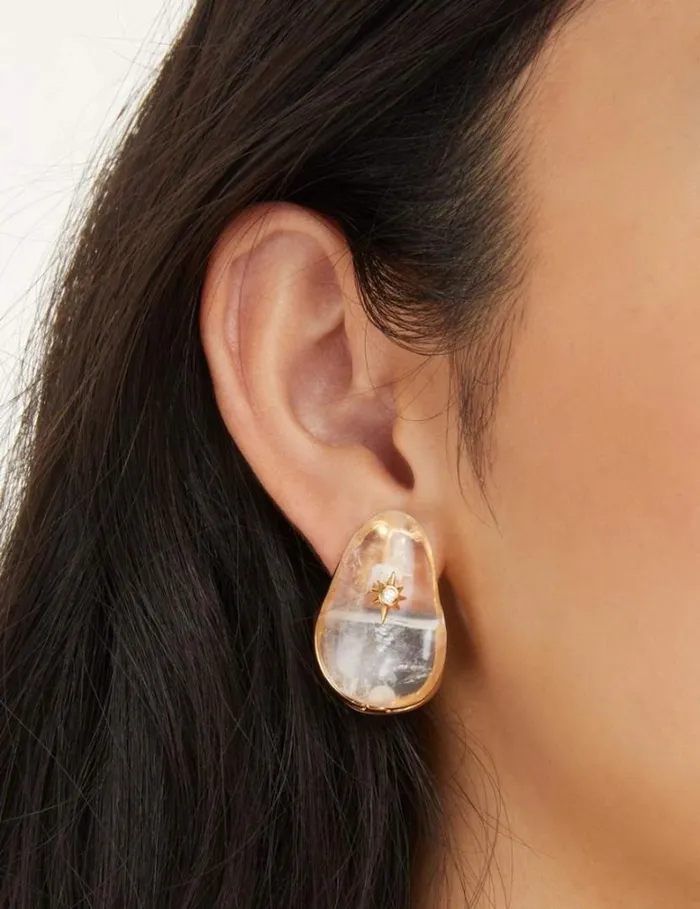 Zimmermann Earrings Crystal Pebble Earrings Goldtransparent Quartz 8211 Women