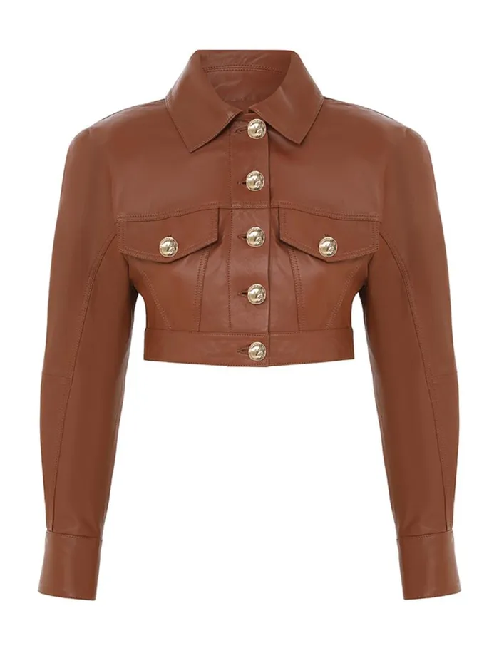 Zimmermann Jackets and Coats Tranquillity Leather Jacket Toffee 8211 Women