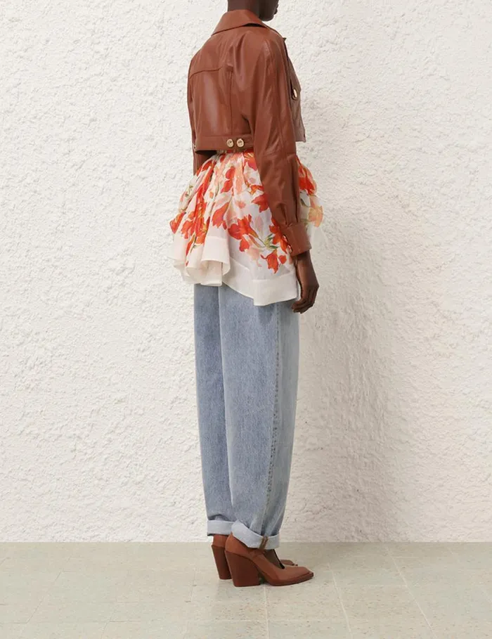 Zimmermann Jackets and Coats Tranquillity Leather Jacket Toffee 8211 Women