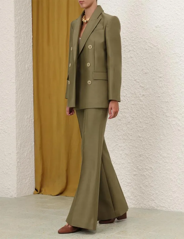 Zimmermann Jackets and Coats Tranquillity Long Line Jacket Light Olive 8211 Women
