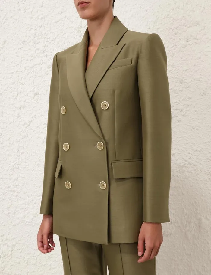 Zimmermann Jackets and Coats Tranquillity Long Line Jacket Light Olive 8211 Women