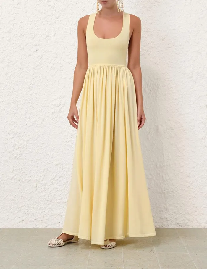 Zimmermann Knitwear Harmony Metallic Tank Dress Lemon 8211 Women