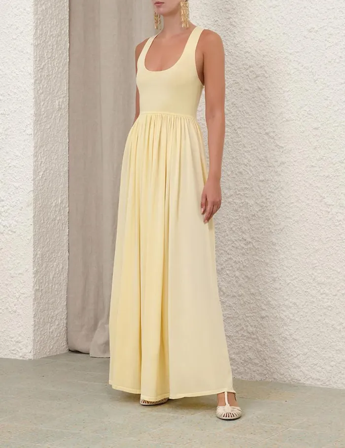 Zimmermann Knitwear Harmony Metallic Tank Dress Lemon 8211 Women