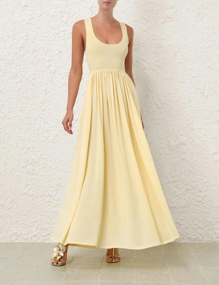 Zimmermann Knitwear Harmony Metallic Tank Dress Lemon 8211 Women