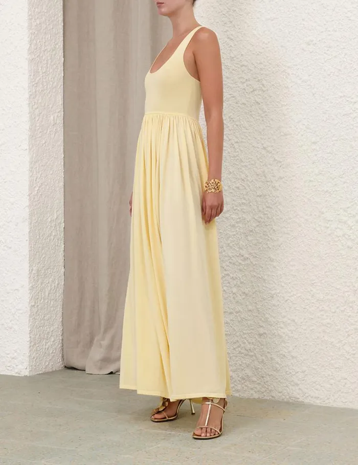 Zimmermann Knitwear Harmony Metallic Tank Dress Lemon 8211 Women