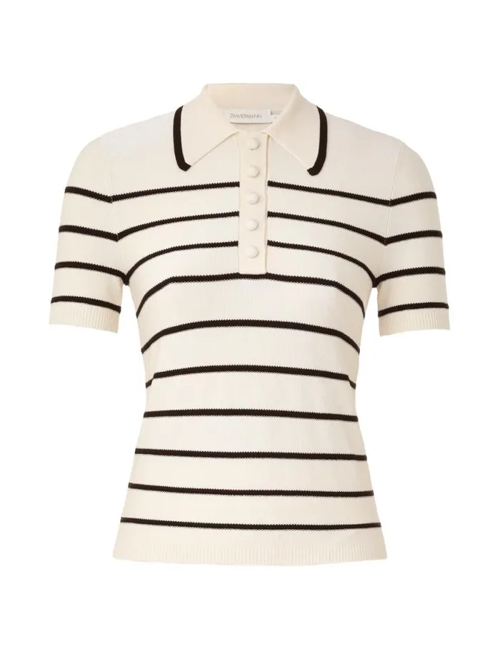 Zimmermann Knitwear Matchmaker Knit Stripe Polo Creamblack 8211 Women