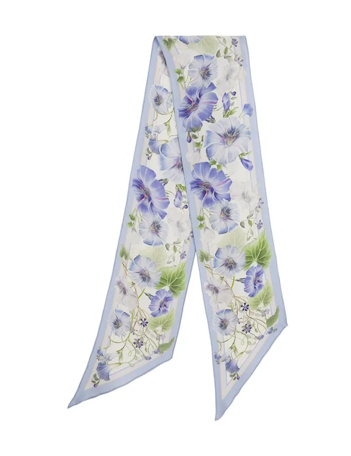 Zimmermann Scarves Printed Silk Neck Scarf Blue Floral 8211 Women