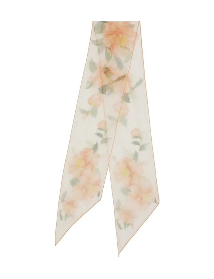 Zimmermann Scarves Silk Organza Neck Scarf Ivory Camellia 8211 Women