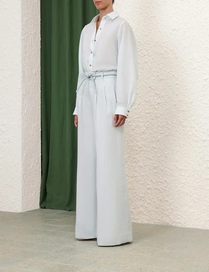 Zimmermann Shorts and Pants Natura Linen Wide Leg Pant Mint 8211 Women