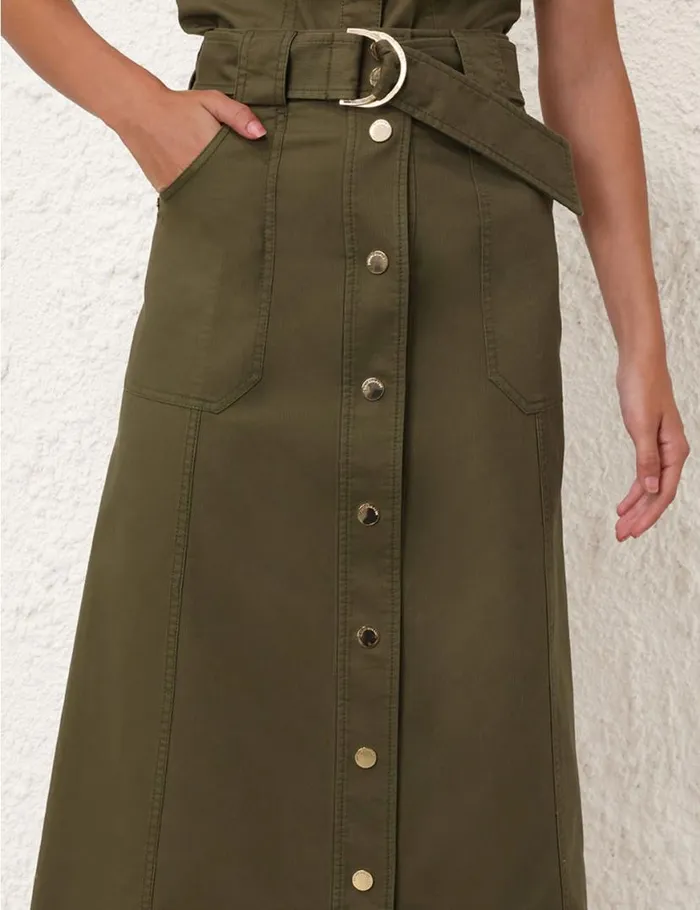 Zimmermann Skirts Denim Wrap Skirt Olive 8211 Women