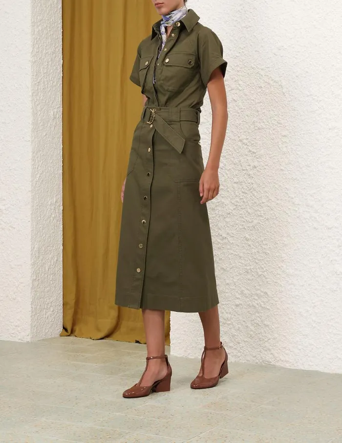 Zimmermann Skirts Denim Wrap Skirt Olive 8211 Women