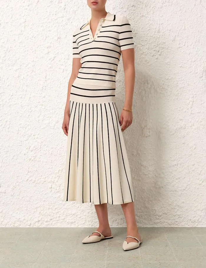 Zimmermann Skirts Matchmaker Knit Stripe Skirt Creamblack 8211 Women