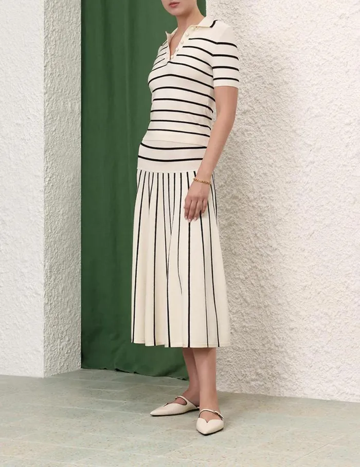 Zimmermann Skirts Matchmaker Knit Stripe Skirt Creamblack 8211 Women