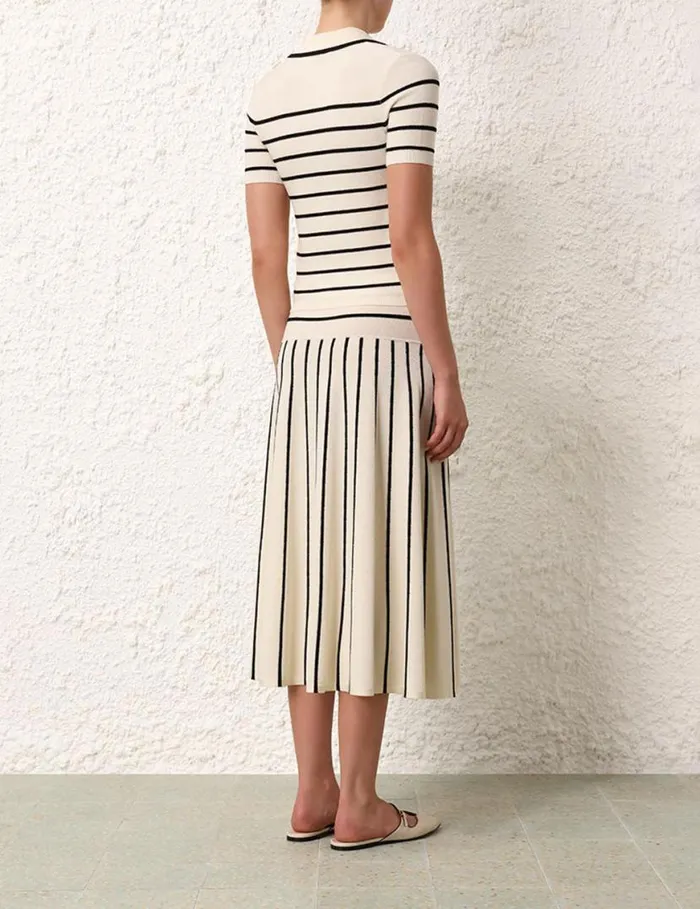 Zimmermann Skirts Matchmaker Knit Stripe Skirt Creamblack 8211 Women