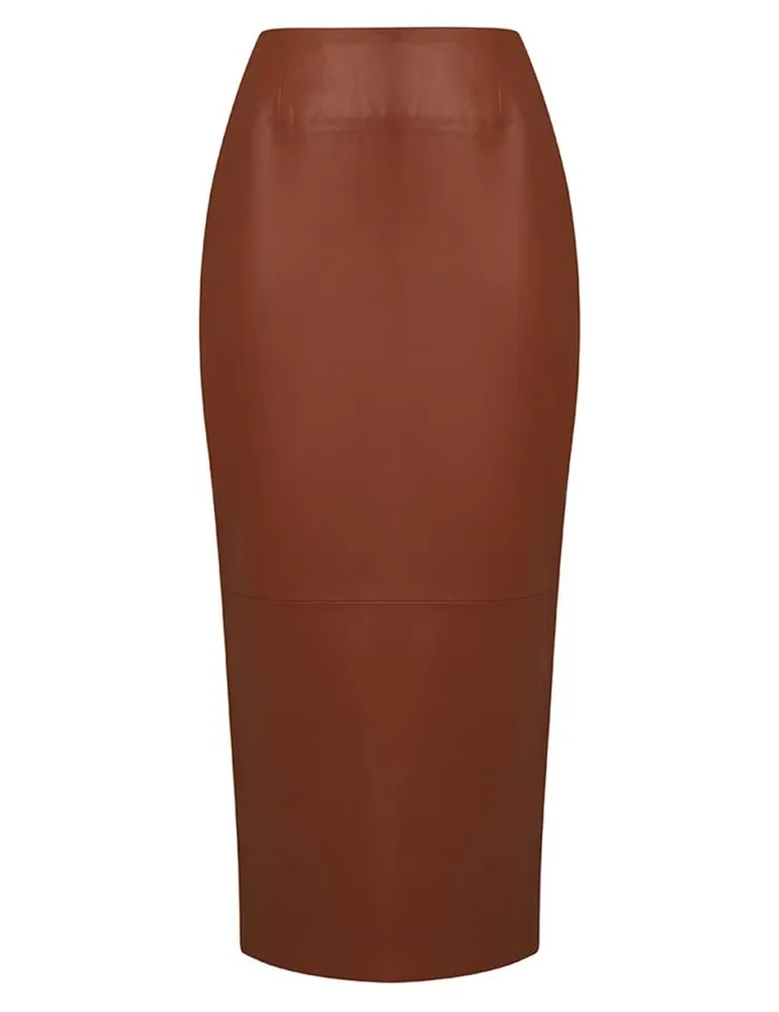 Zimmermann Skirts Natura Leather Skirt Toffee 8211 Women