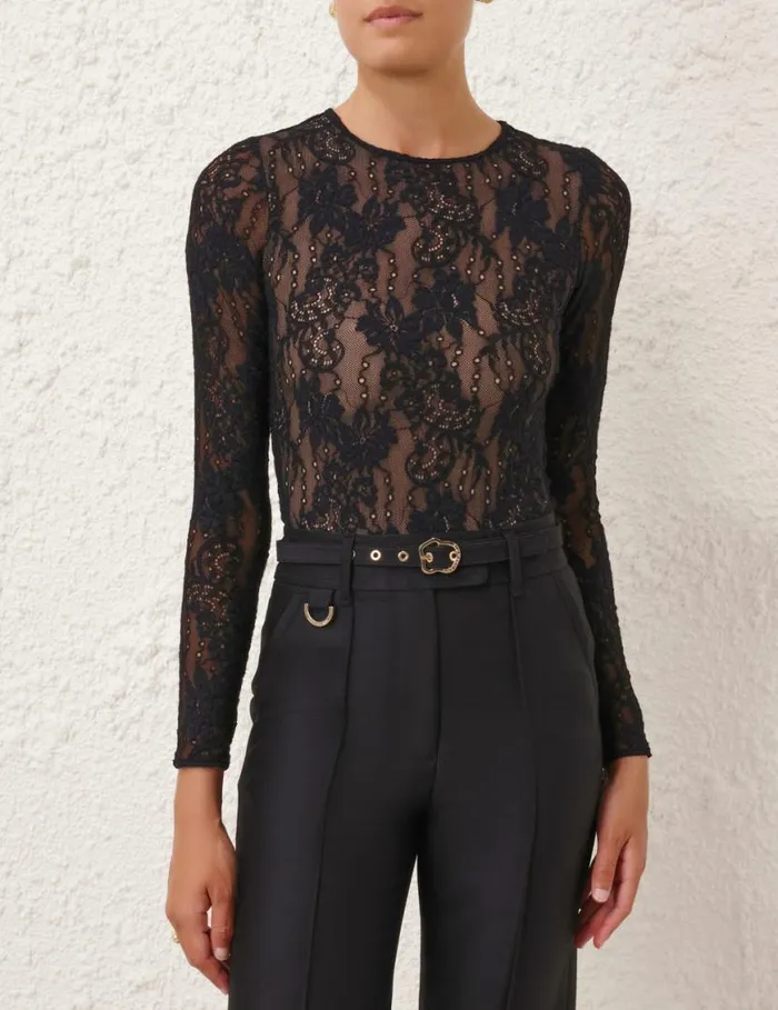 Zimmermann Tops Lace Bodysuit Black 8211 Women