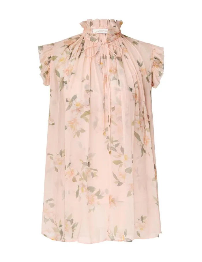 Zimmermann Tops Natura Frilled Tank Coral Camellia 8211 Women