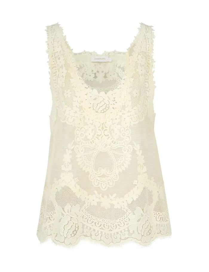 Zimmermann Tops Natura Lace Patch Tank Lemon 8211 Women