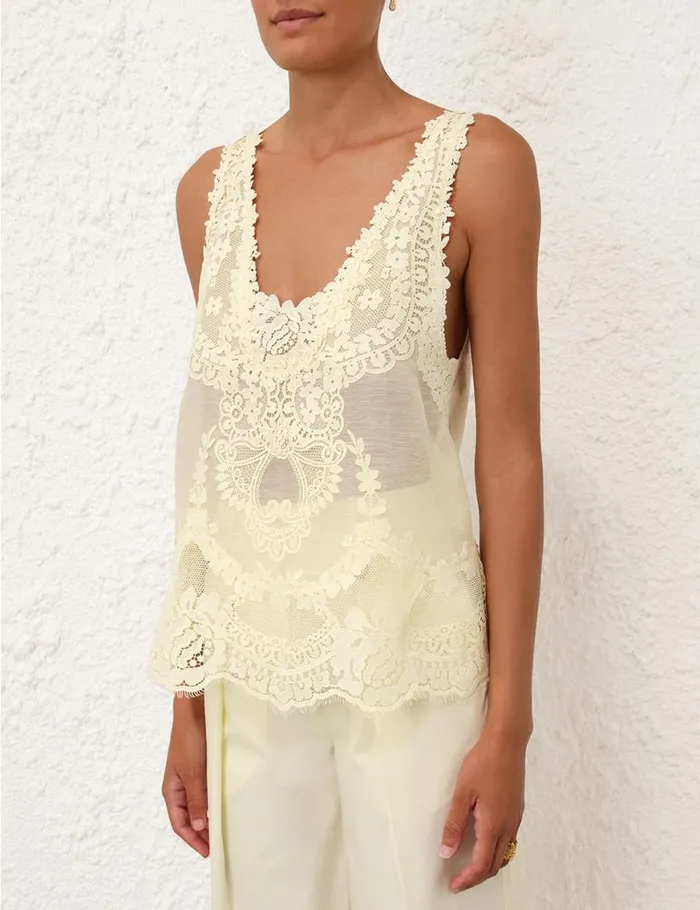 Zimmermann Tops Natura Lace Patch Tank Lemon 8211 Women