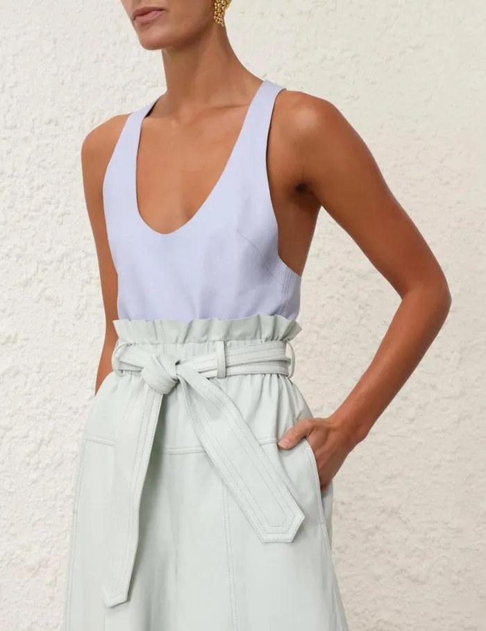 Zimmermann Tops Natura Leather Tank Lilac Blue 8211 Women